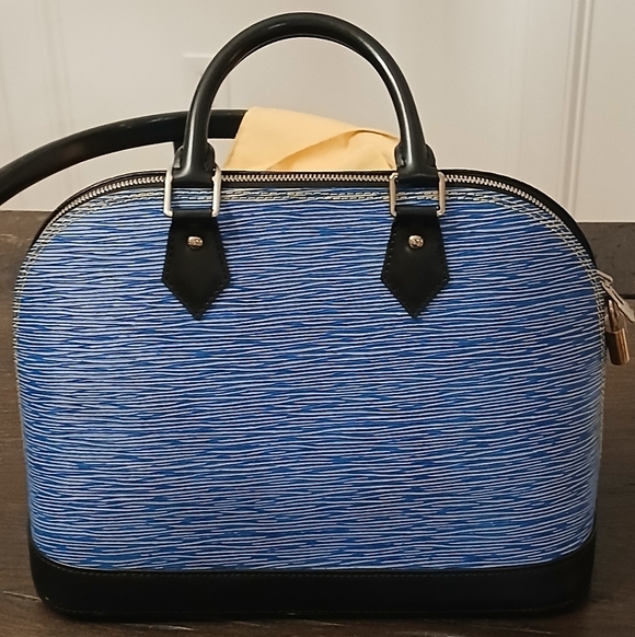 Louis Vuitton Alma PM Epi Denim Leather Handbag Boston Bag Blue - Picture 2 of 15